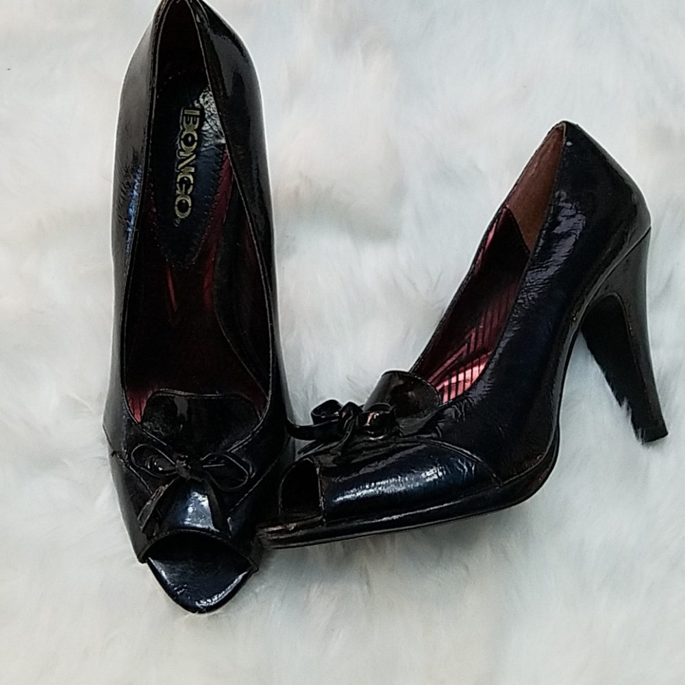 Black open toe heels